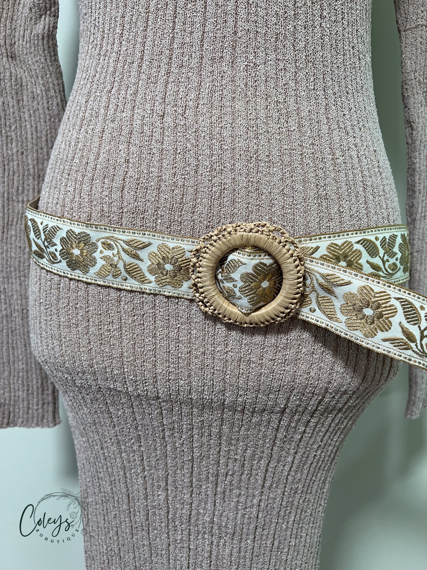 Golden Bloom Woven Belt