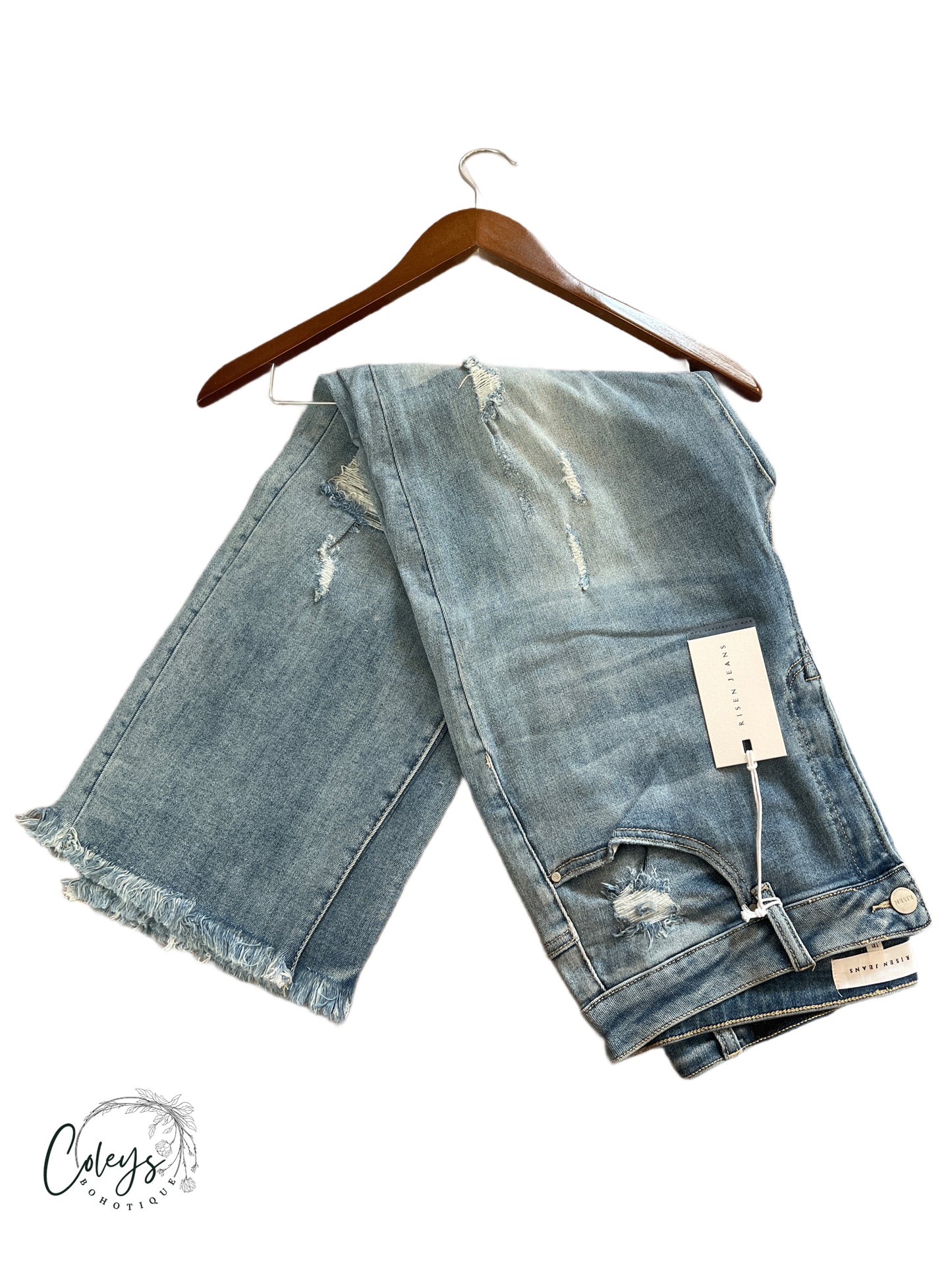 Coastal Breeze Patchwork Distressed Jeans