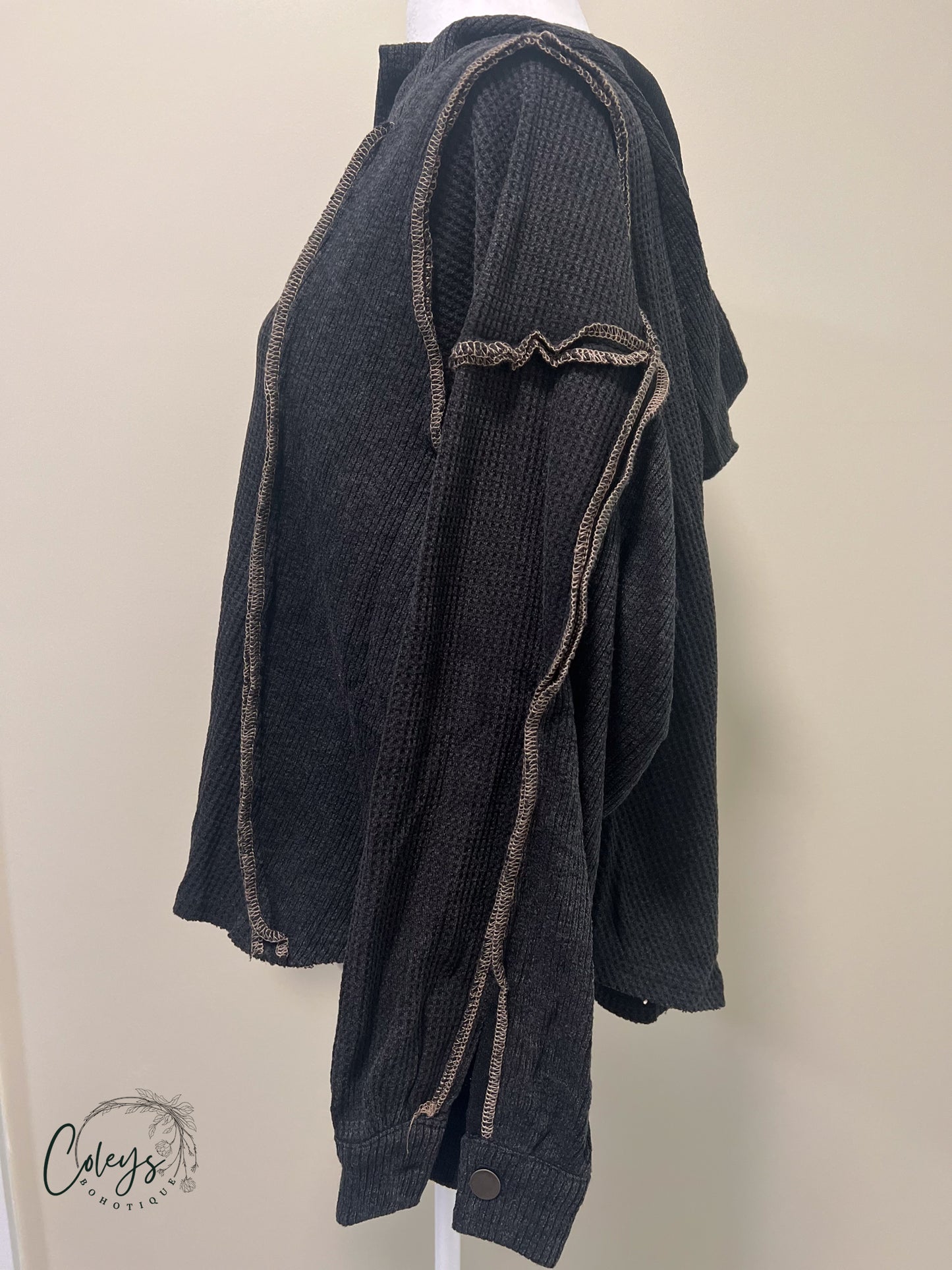 Waffle Knit Half-Zip Hoodie