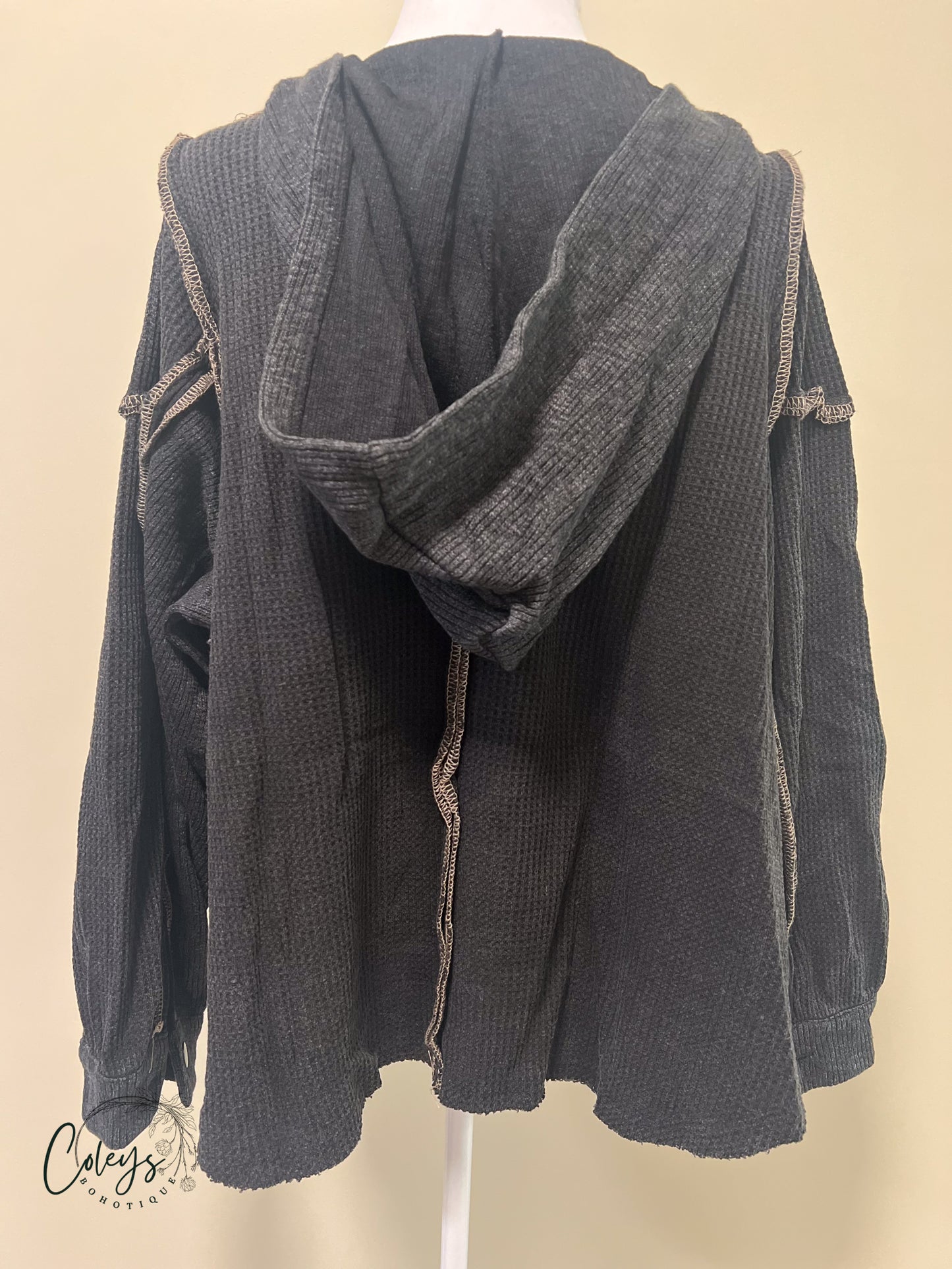 Waffle Knit Half-Zip Hoodie