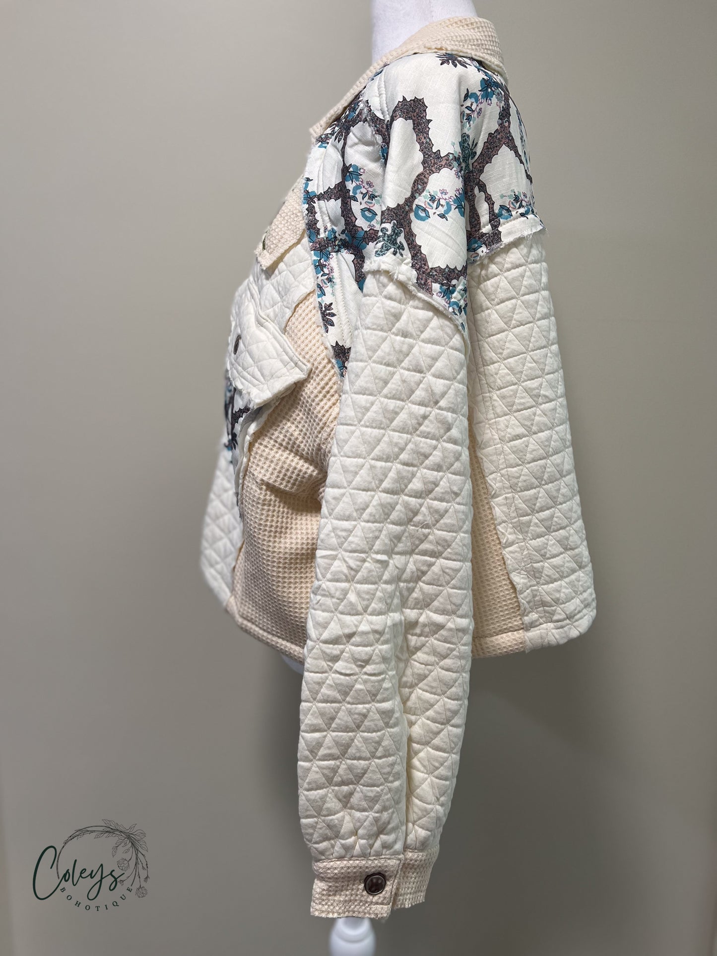 Vintage Floral Balloon Sleeve Jacket