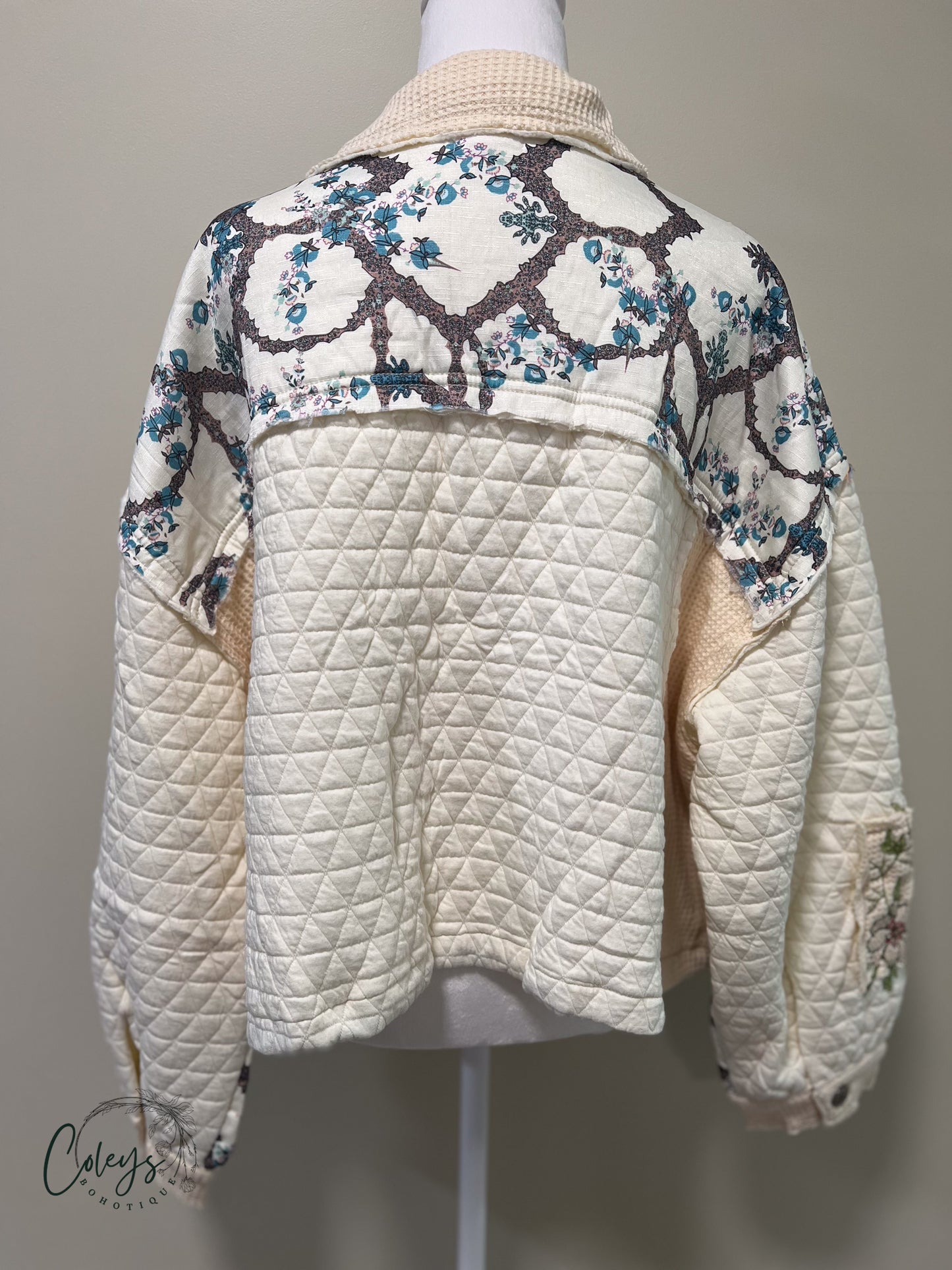 Vintage Floral Balloon Sleeve Jacket
