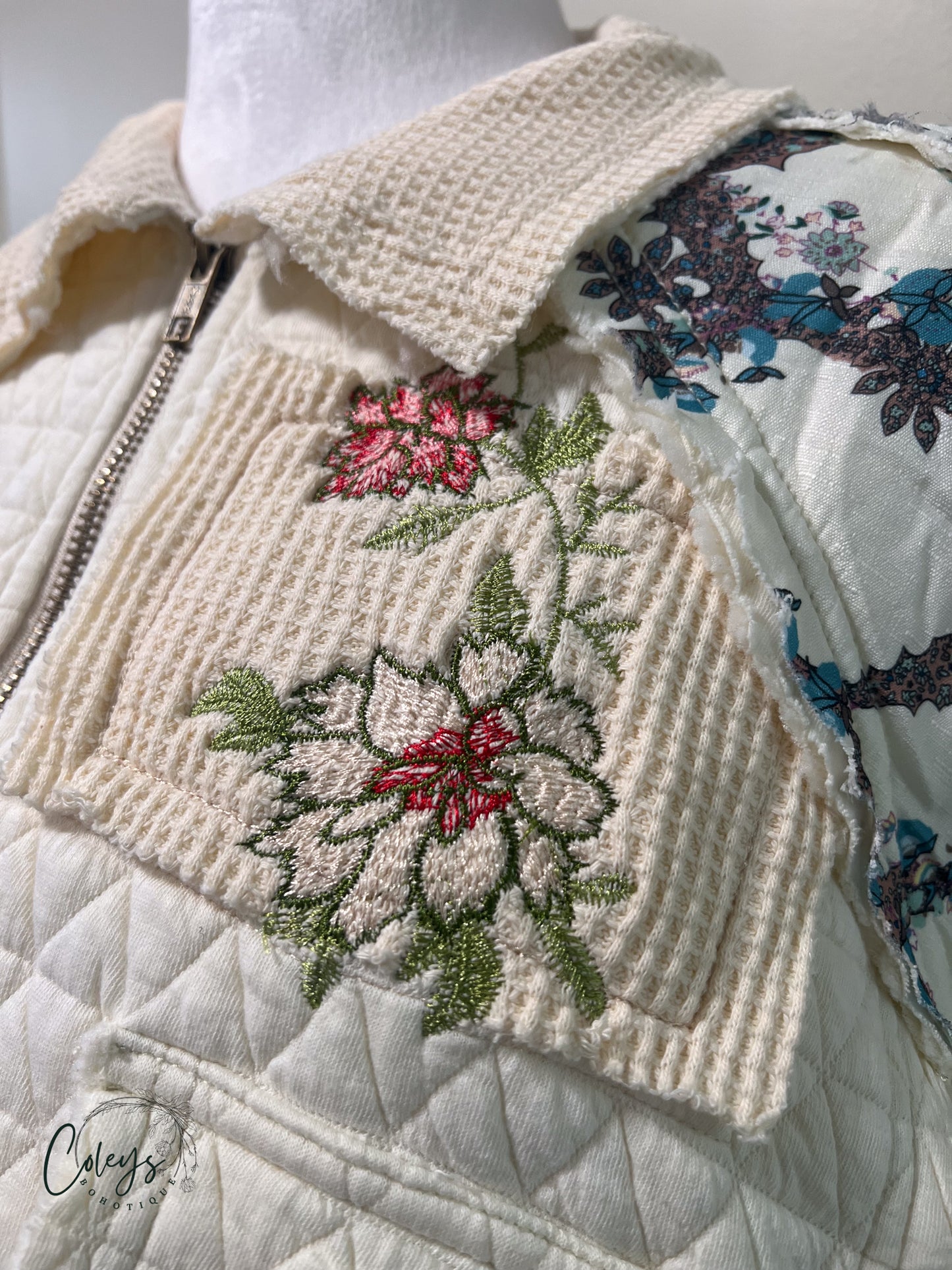 Vintage Floral Balloon Sleeve Jacket