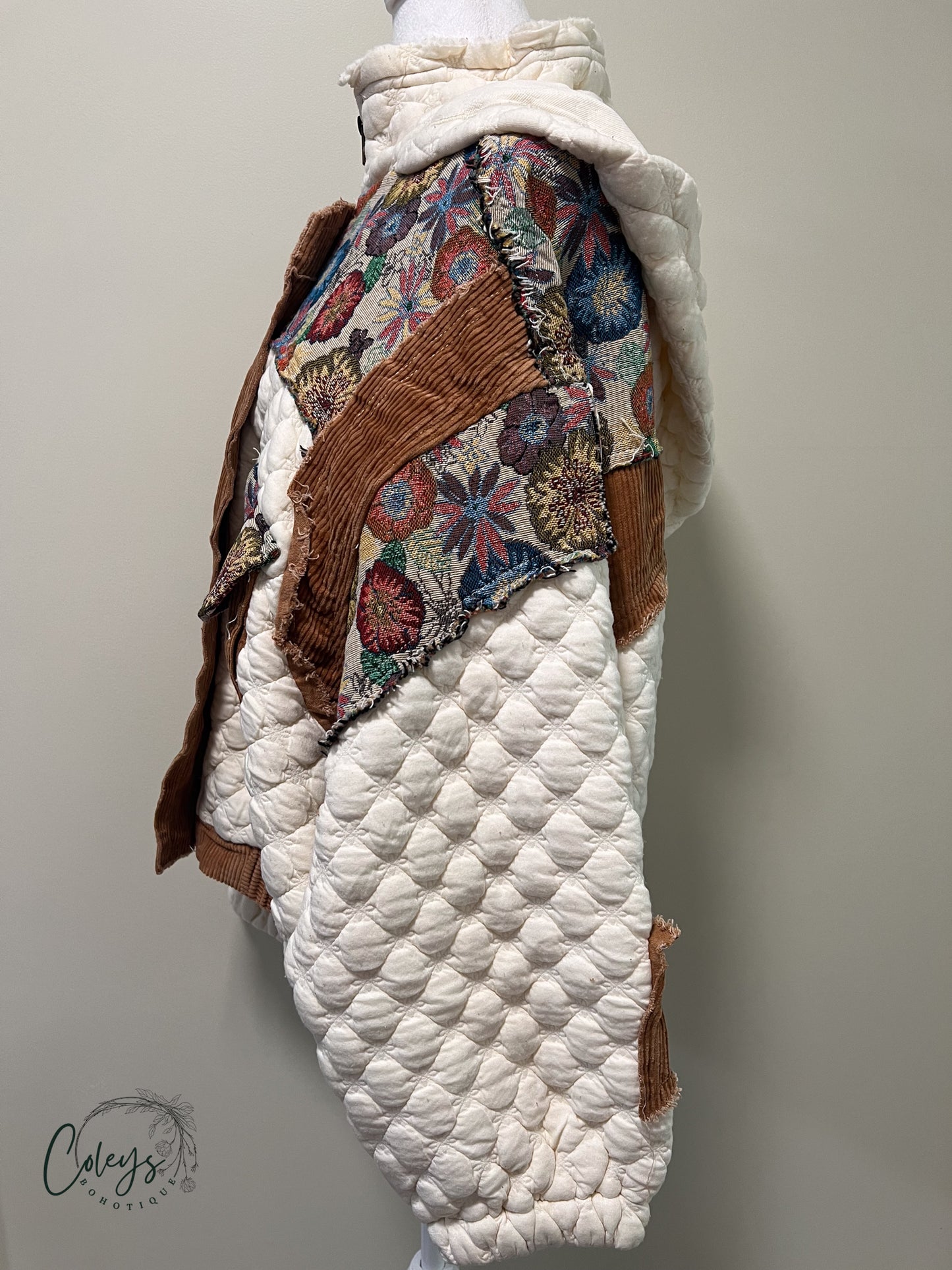 Tapestry Mock Neck Quilted Jacket