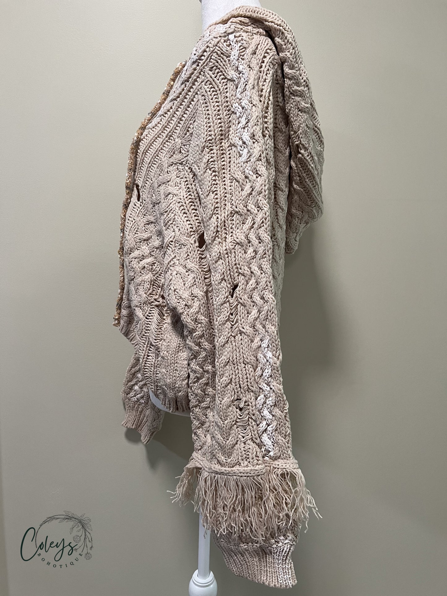 Rustic Charm Frayed V-Neck Hoodie