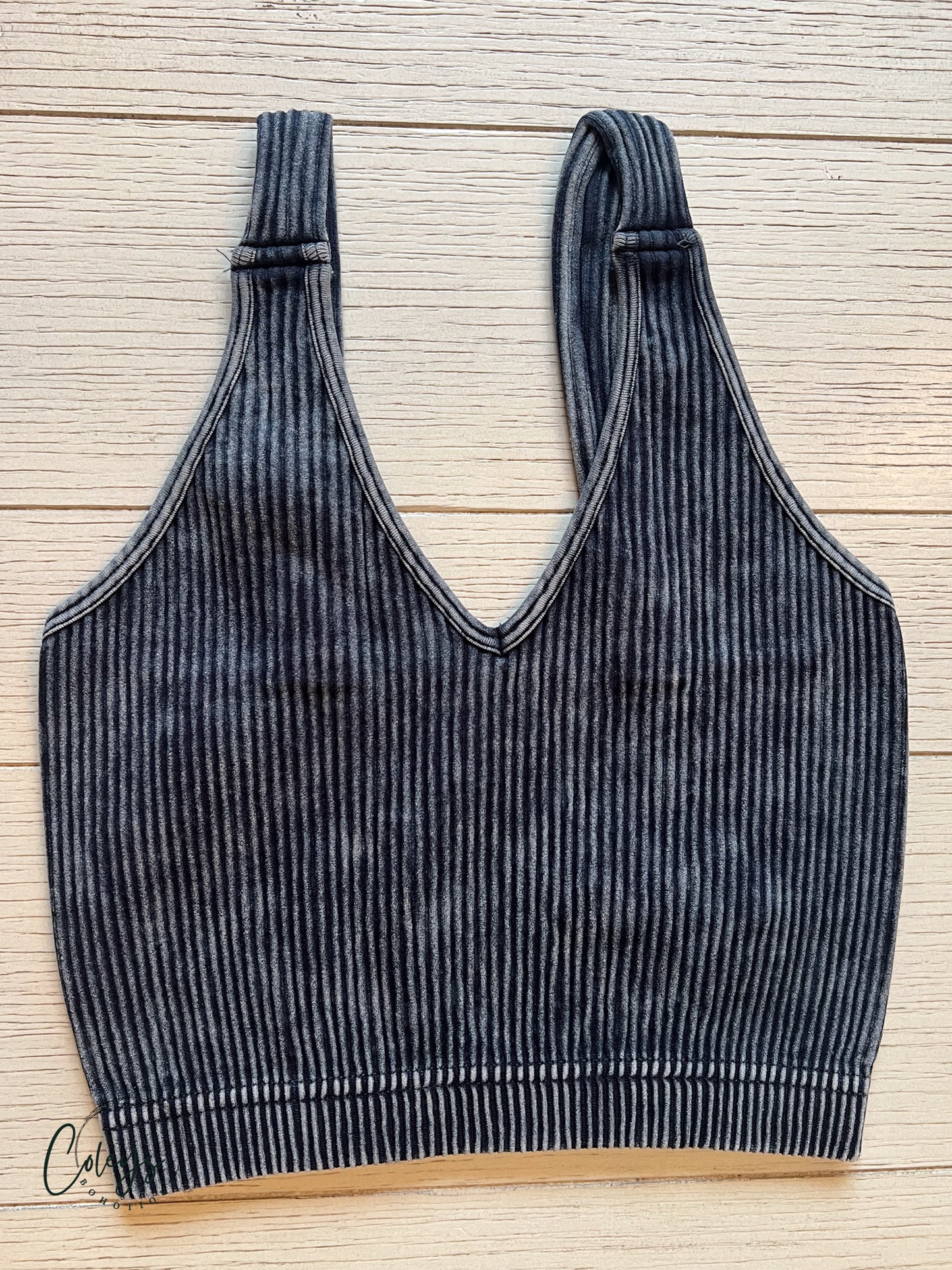 Ribbed V-Neck Crop Tanks