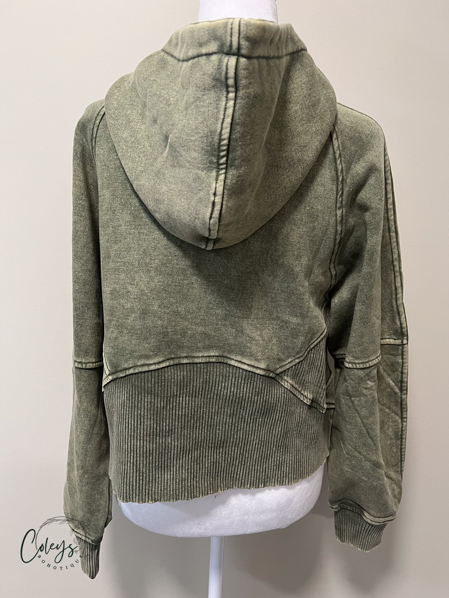 Acid Washed Half-Zip Fleece Hoodie