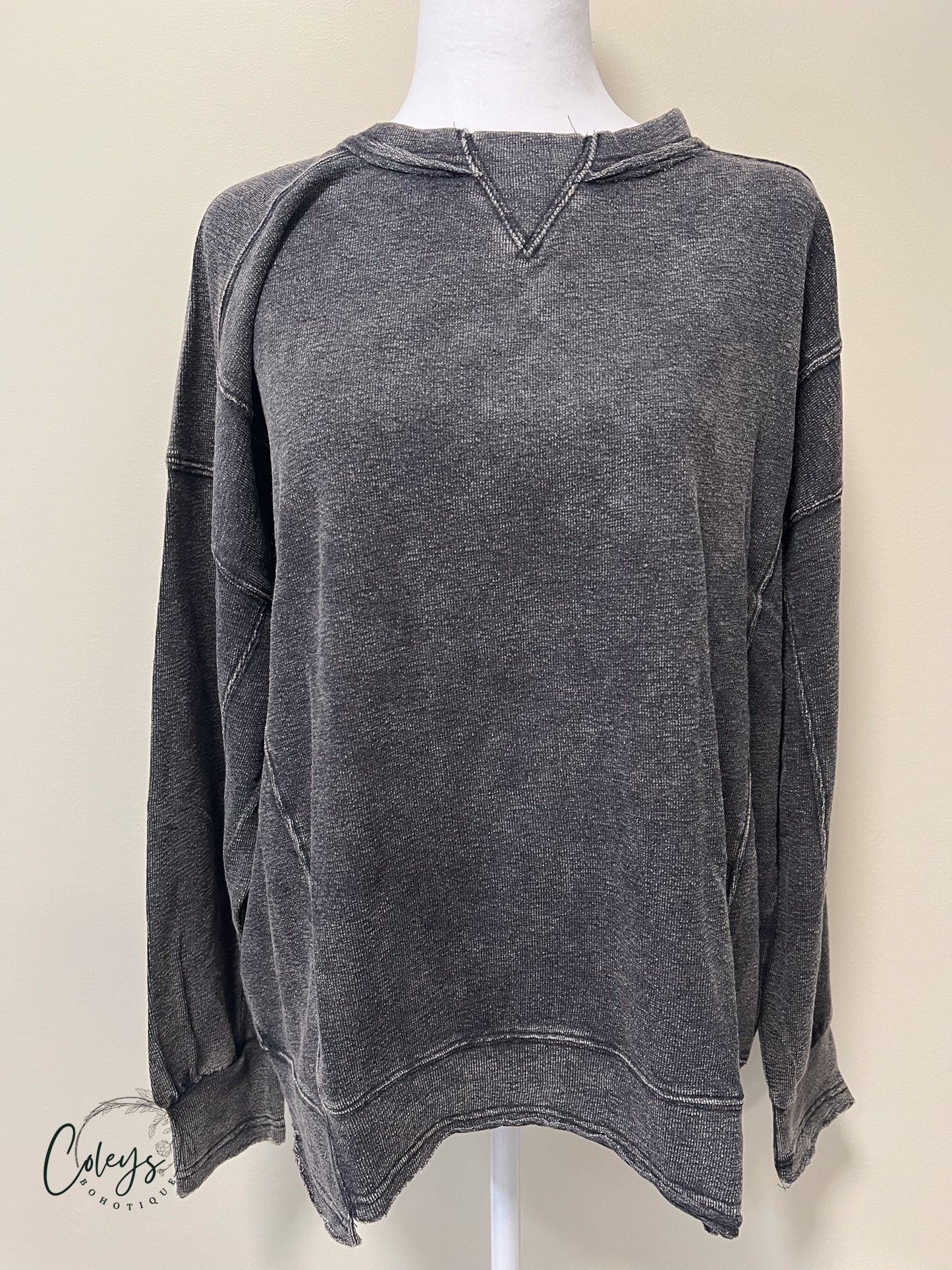 French Terry Exposed-Seam Pullover