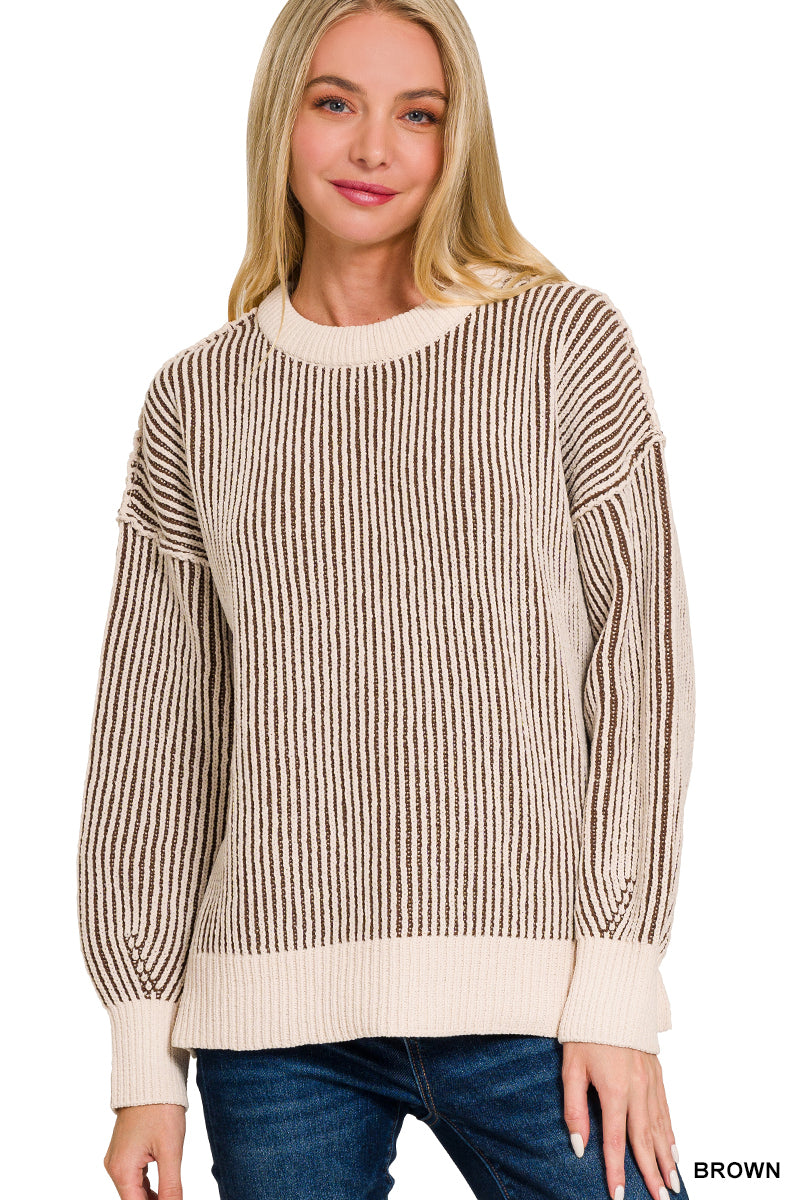 Canyon Stripes Two-Tone Sweater