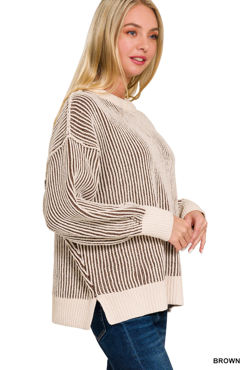 Canyon Stripes Two-Tone Sweater