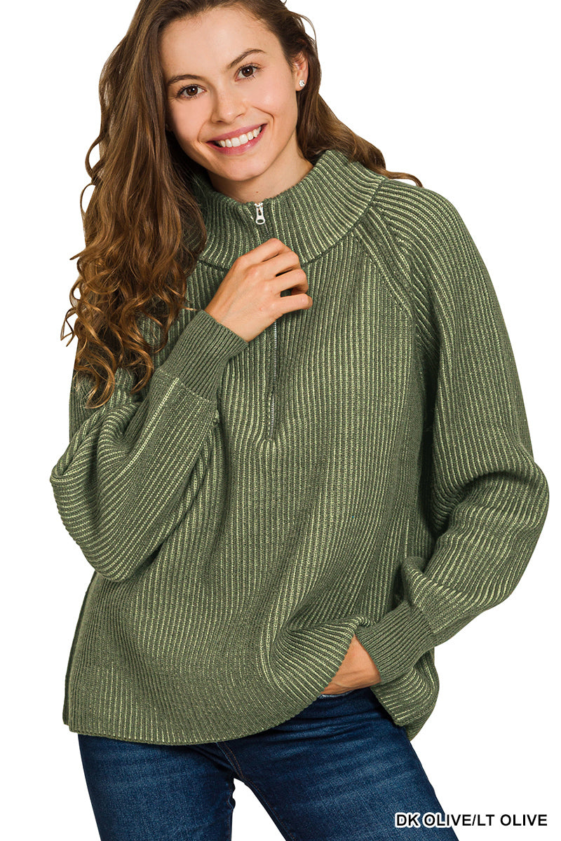 Olive Grove Half-Zip Sweater