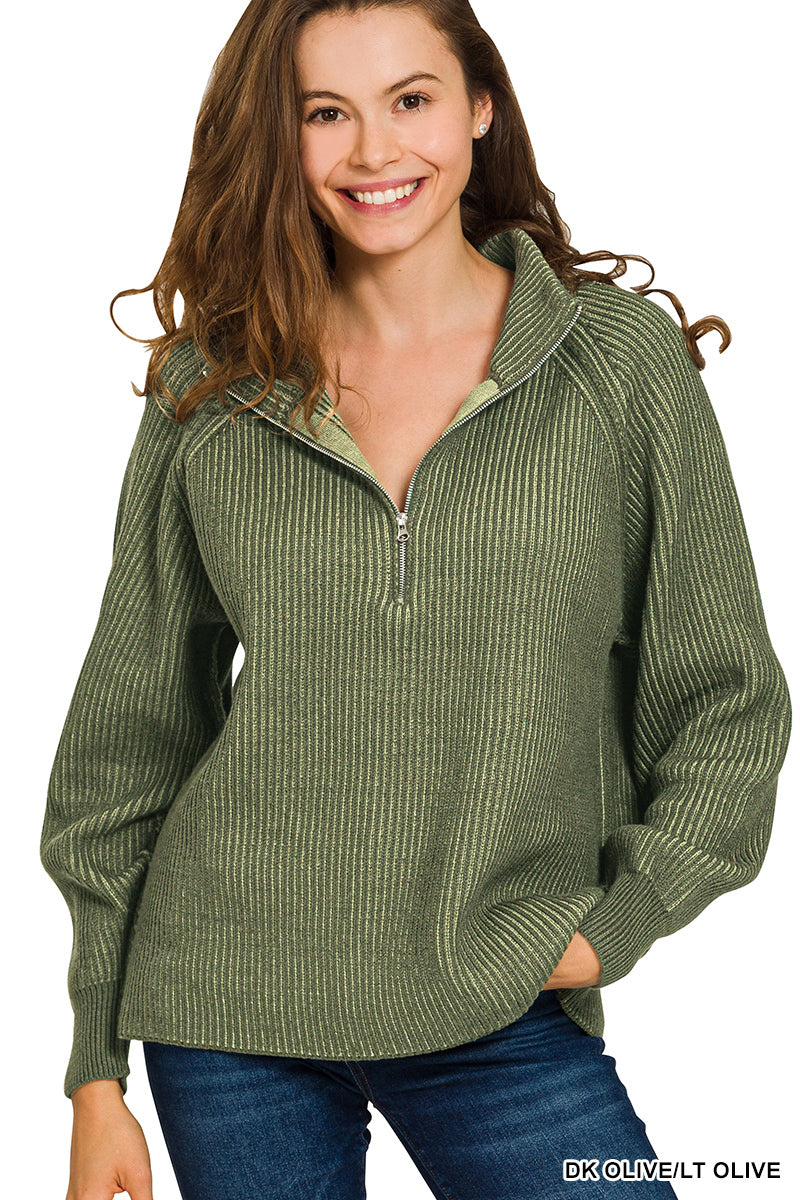Olive Grove Half-Zip Sweater
