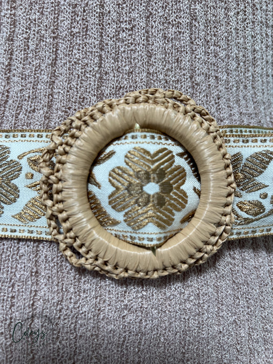 Golden Bloom Woven Belt