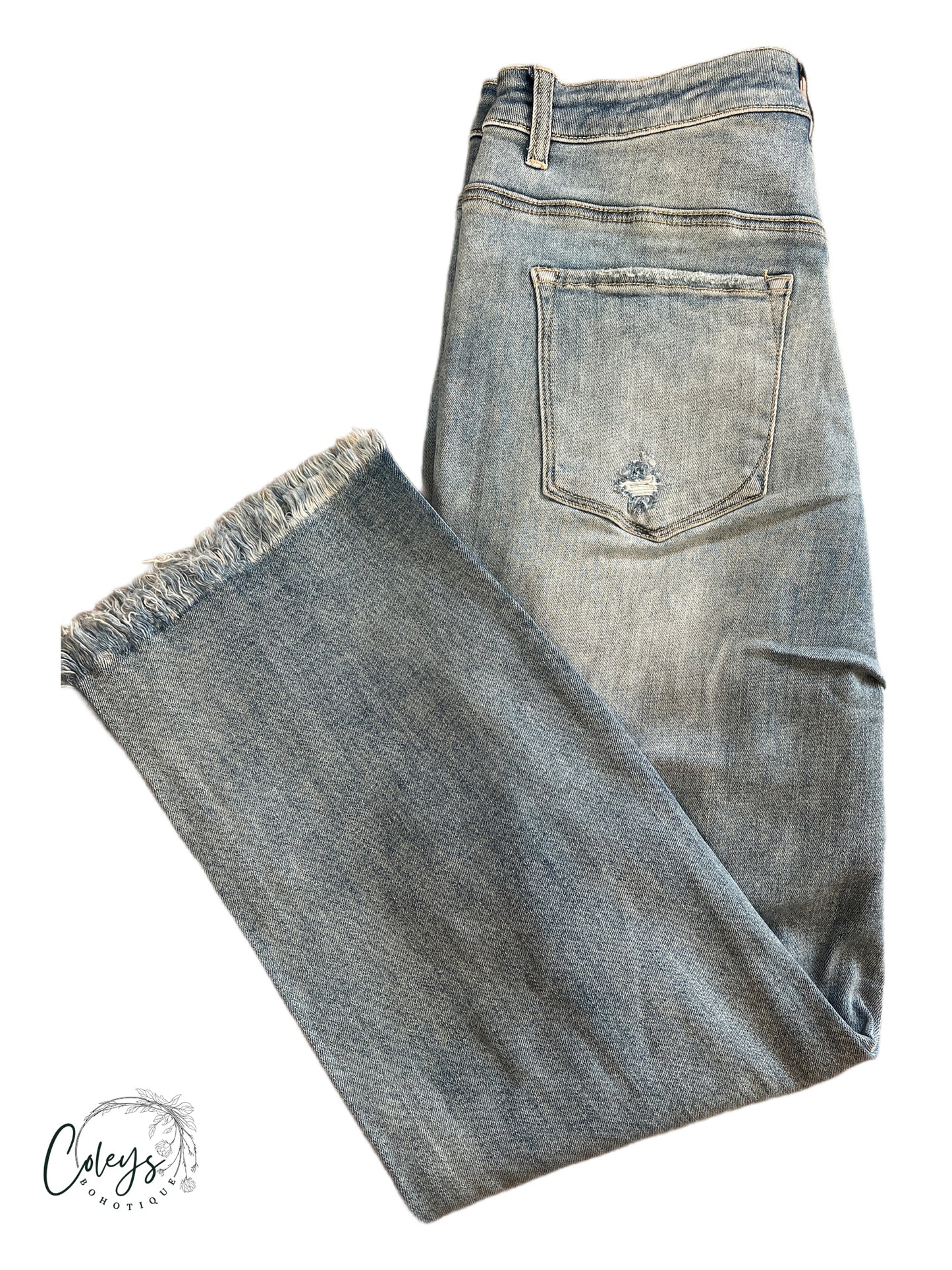 Coastal Breeze Patchwork Distressed Jeans