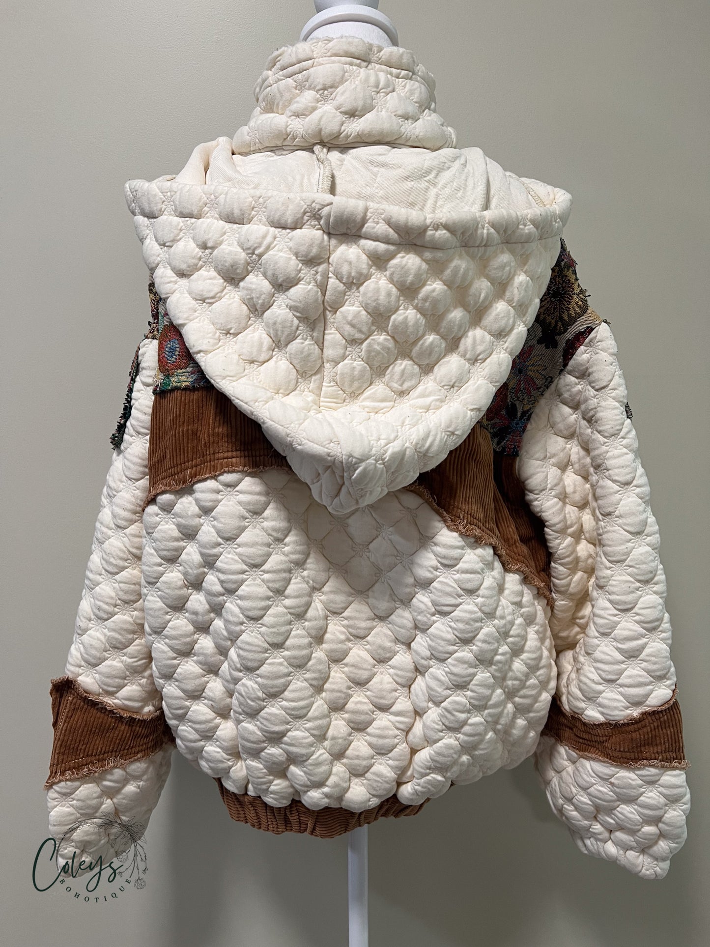 Tapestry Mock Neck Quilted Jacket