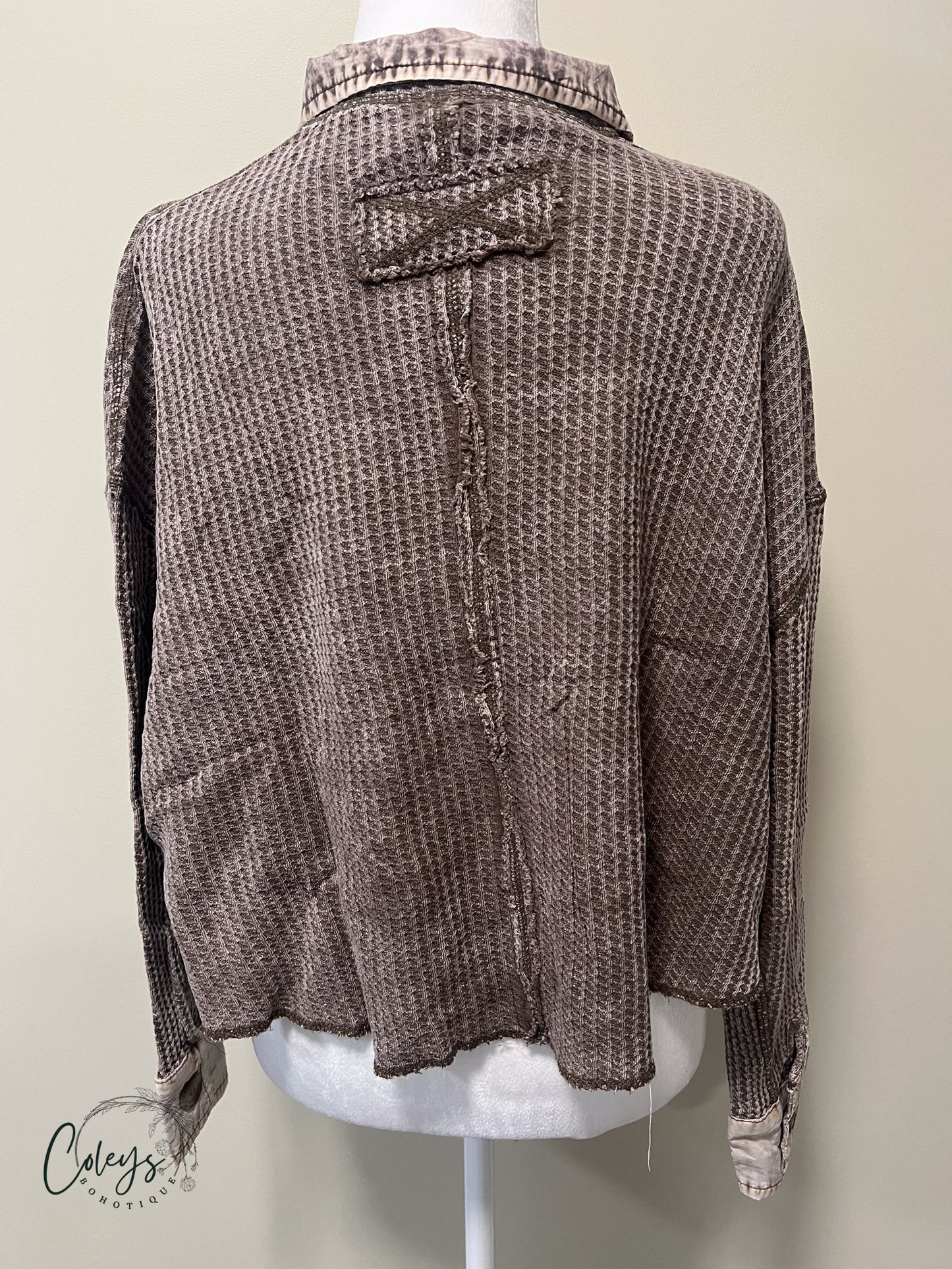 Vintage Vibe Waffle Cropped Shacket