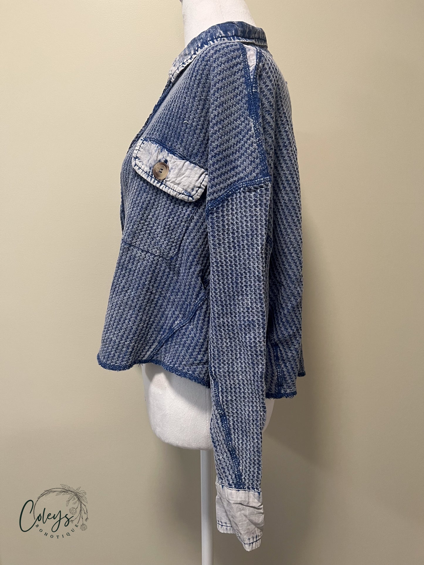 Vintage Vibe Waffle Cropped Shacket