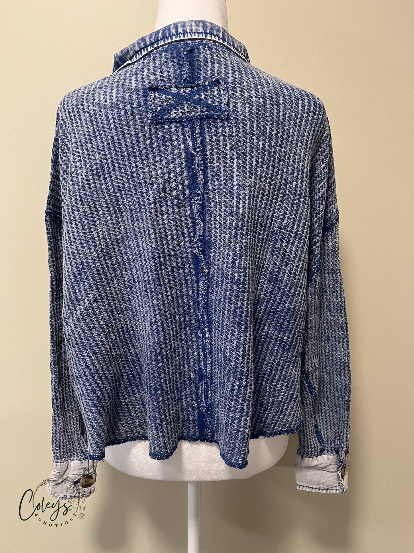 Vintage Vibe Waffle Cropped Shacket