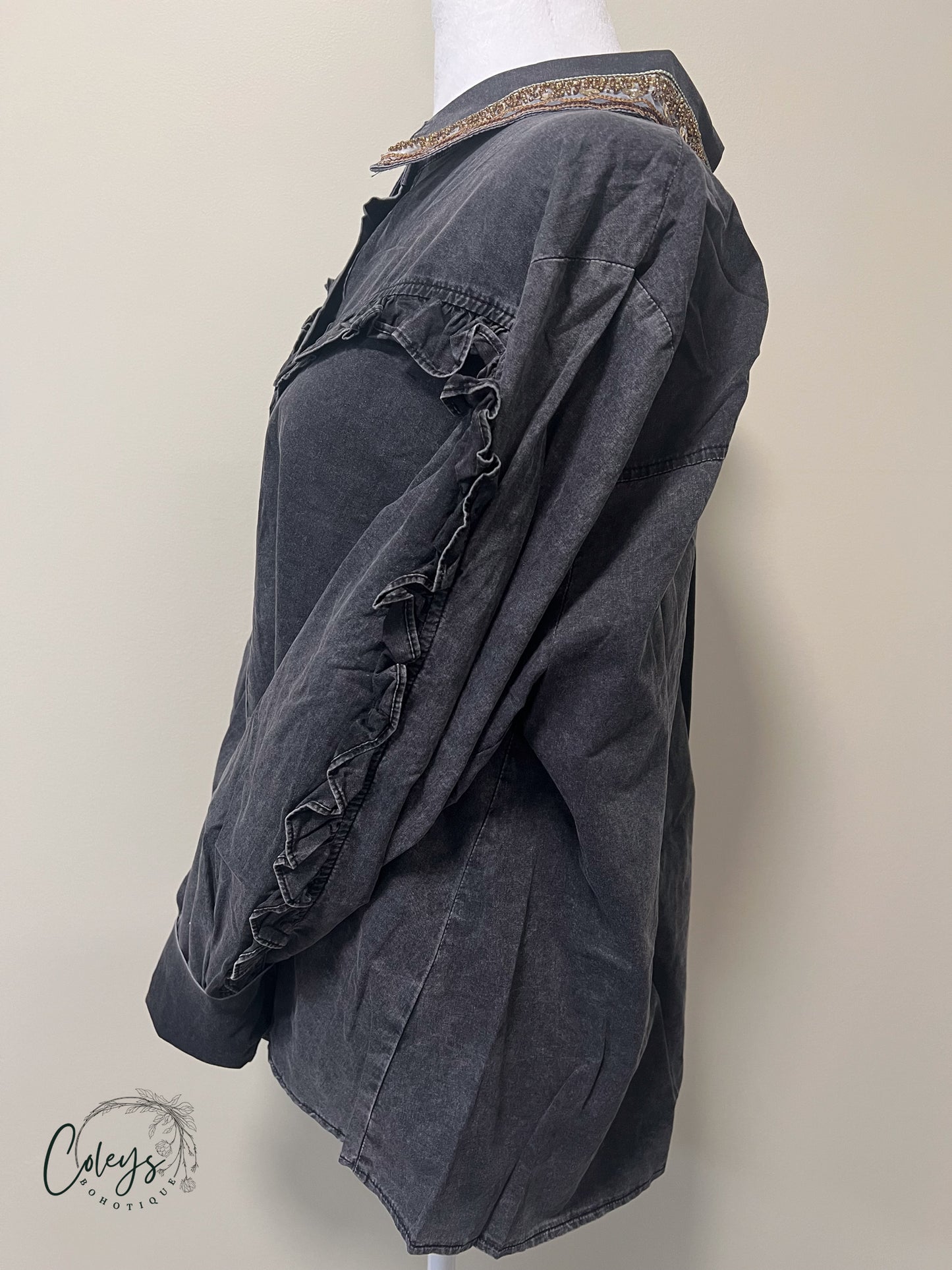 Midnight Ruffle Poplin Shirt