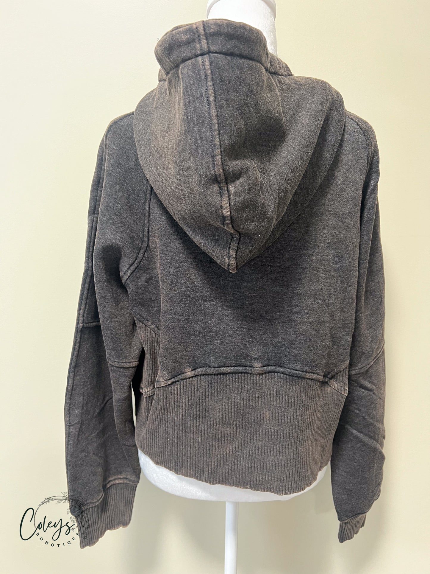 Acid Washed Half-Zip Fleece Hoodie