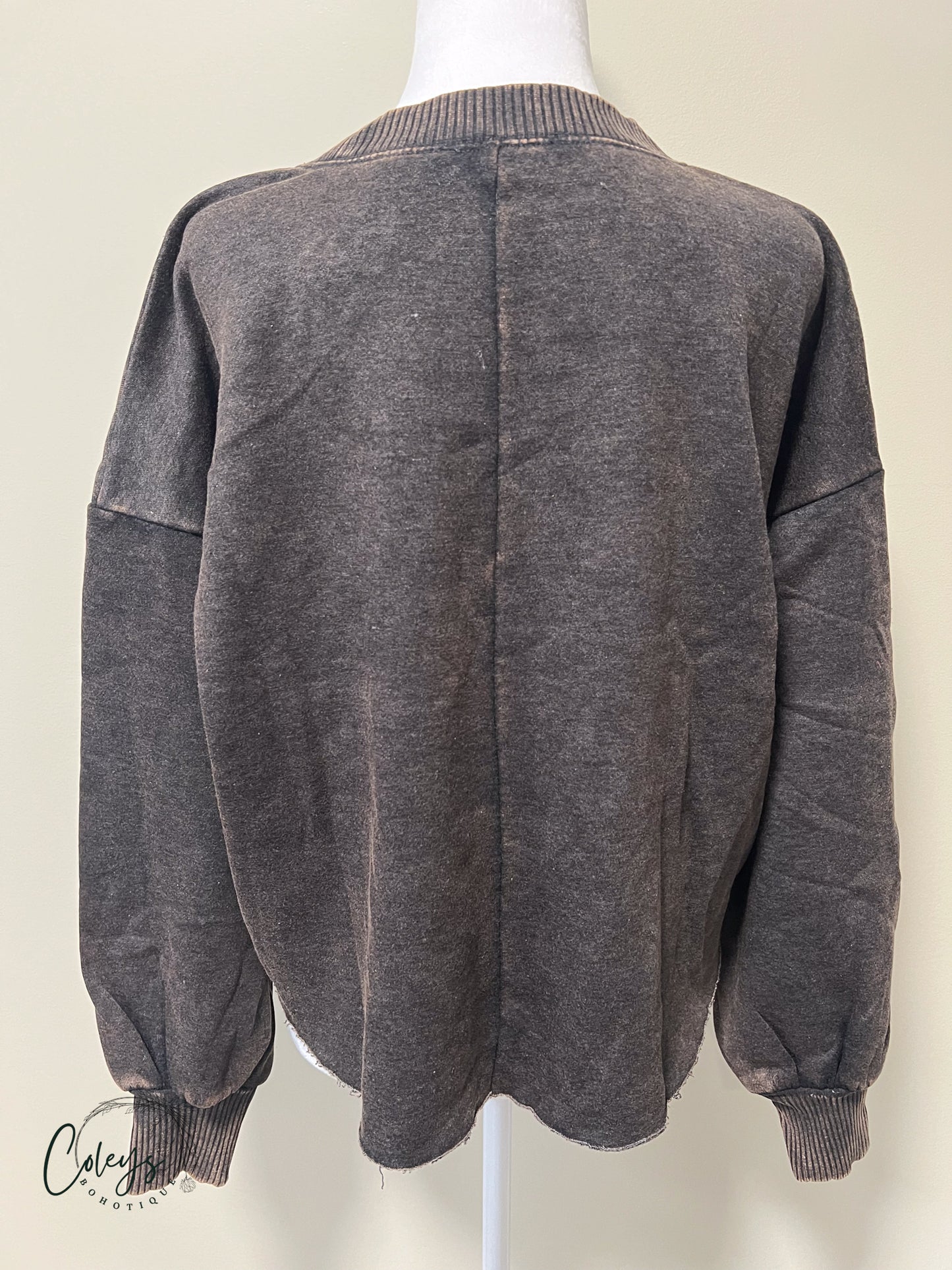 Acid Wash Fleece Cropped Pullover
