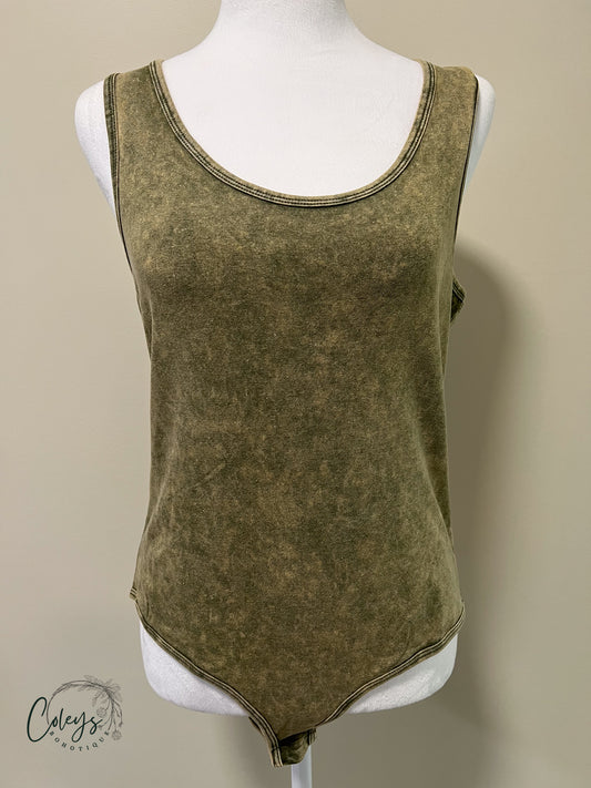 Olive Haze Racerback Bodysuit
